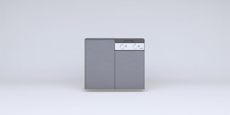 Quincho modular de acero · Parrilla a gas Bosca Block 500 (2 quemadores) + 1 módulo de guardado — FLAMER
